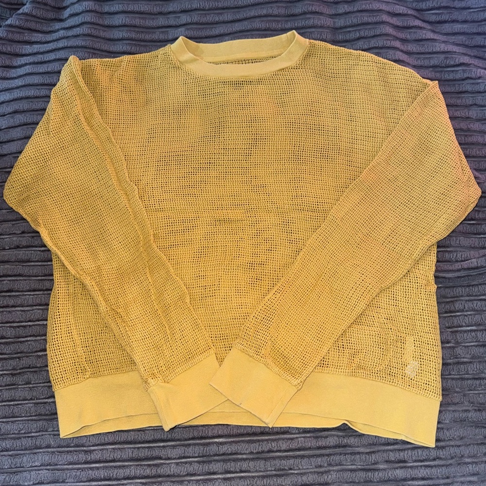 Stussy Yellow Crewneck Sweater Knit Relaxed Fit